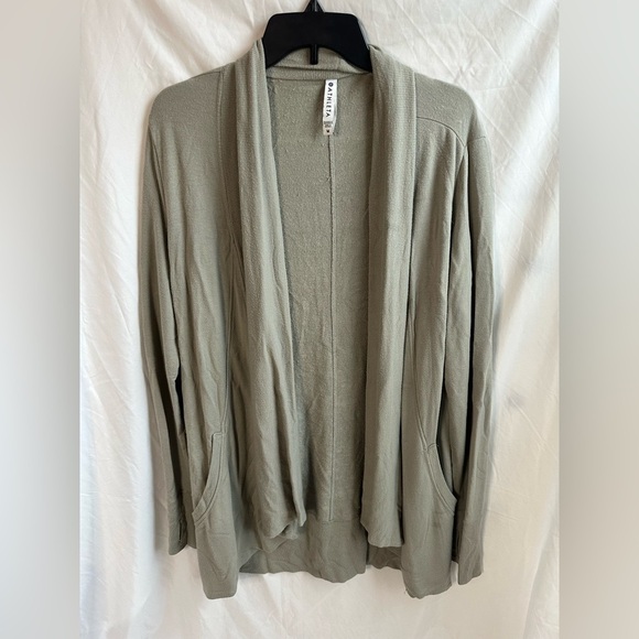 Athleta Sweaters - Athleta Pale Olive Green Cardigan w/ thumb holes and pockets Size M